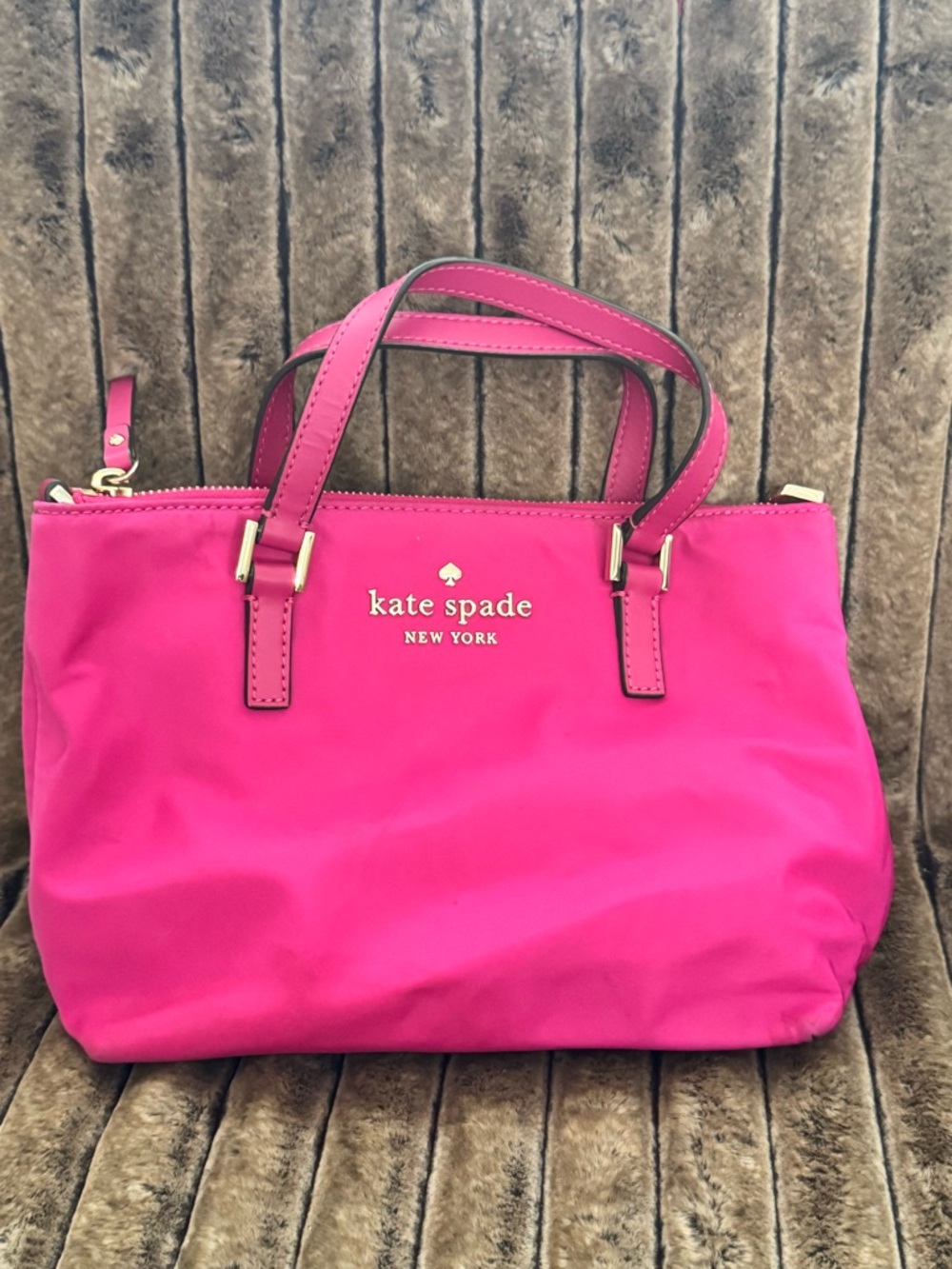 kate spade Hot Pink Nylon Tote with Gold Hardware